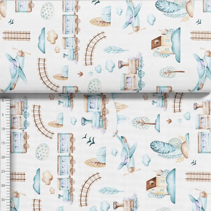 Bawełna ciuchcia błękitna, tkanina o splocie płóciennym, 125 g/m², szerokość 160 cm – na metry, do odzieży, pościeli i dekoracji.