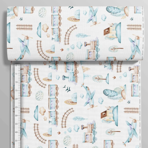 Bawełna ciuchcia błękitna, tkanina o splocie płóciennym, 125 g/m², szerokość 160 cm – na metry, do odzieży, pościeli i dekoracji. Hurtownia tkanin Maxmaro Poznań.