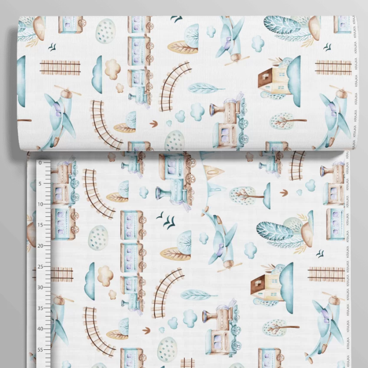 Bawełna ciuchcia błękitna, tkanina o splocie płóciennym, 125 g/m², szerokość 160 cm – na metry, do odzieży, pościeli i dekoracji. Hurtownia tkanin Maxmaro Poznań.