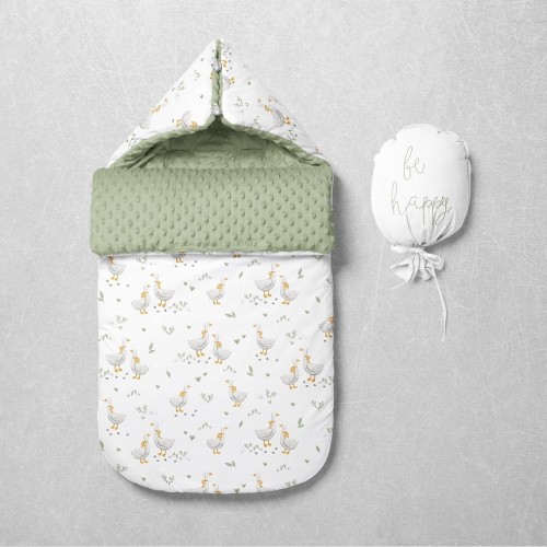 Bawełna gąski retro zielone listki na białym tle, tkanina o splocie płóciennym, 125 g/m², szerokość 160 cm – na metry, do odzieży, pościeli i dekoracji. Hurtownia tkanin Maxmaro Poznań.