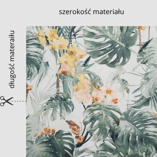 Tkanina wodoodporna Oxford Economic druk cyfrowy Storczyk i liście tropikalne E001 na metry szerokość materiału