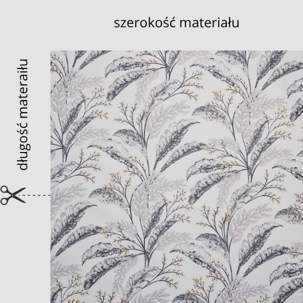 Tkanina wodoodporna Oxford Economic druk cyfrowy Liście i gałązki E002 od 5 mb szerokość materiału