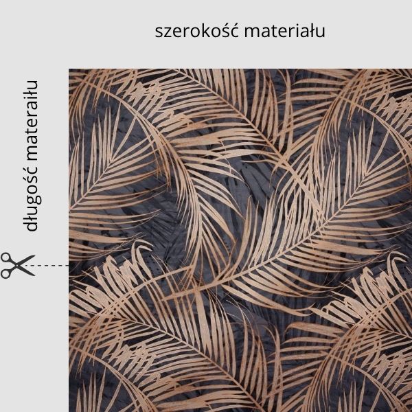Tkanina wodoodporna Oxford Economic druk cyfrowy Liście palmy złote E004 na metry szerokość materiału
