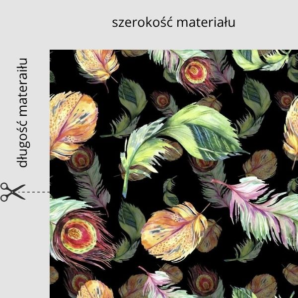 Tkanina wodoodporna Oxford druk cyfrowy Piórka D093 na metry szerokość materiału