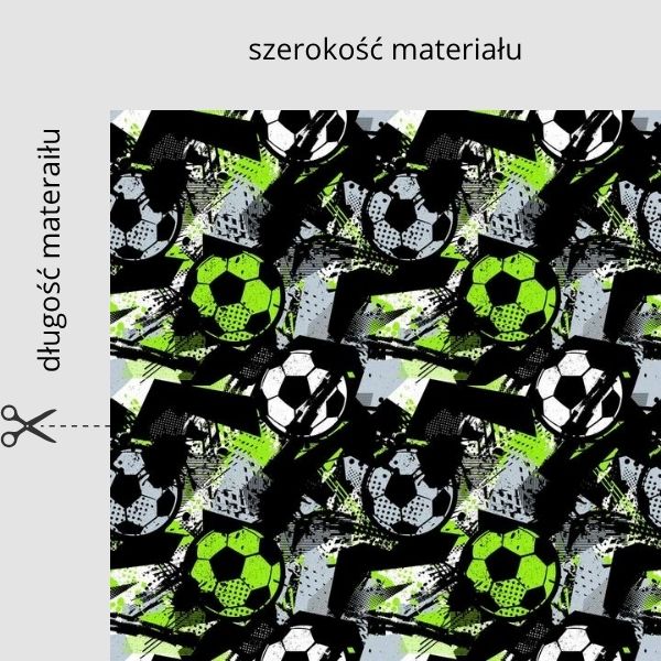 Tkanina wodoodporna Oxford druk cyfrowy Piłka nożna limonka D092 na metry szerokość materiału