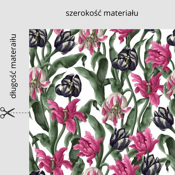 Tkanina wodoodporna Oxford druk cyfrowy Tulipany D089 na metry szerokość materiału